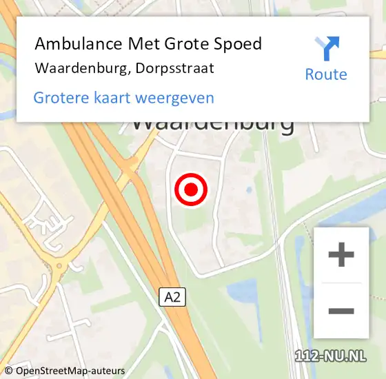 Locatie op kaart van de 112 melding: Ambulance Met Grote Spoed Naar Waardenburg, Dorpsstraat op 18 juli 2021 18:18