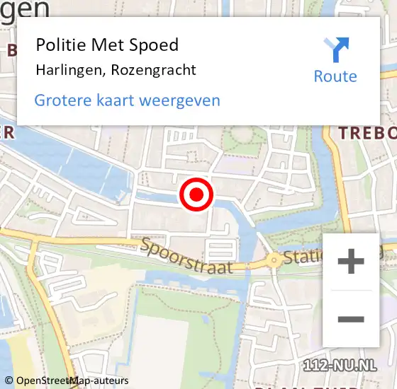 Locatie op kaart van de 112 melding: Politie Met Spoed Naar Harlingen, Rozengracht op 18 juli 2021 18:20
