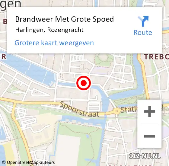 Locatie op kaart van de 112 melding: Brandweer Met Grote Spoed Naar Harlingen, Rozengracht op 18 juli 2021 18:20