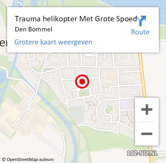 Locatie op kaart van de 112 melding: Trauma helikopter Met Grote Spoed Naar Den Bommel op 18 juli 2021 18:37
