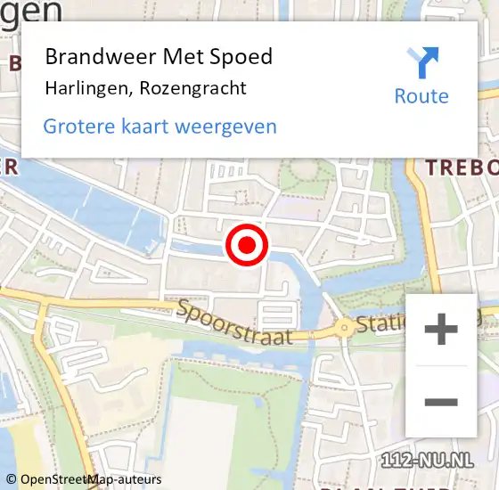 Locatie op kaart van de 112 melding: Brandweer Met Spoed Naar Harlingen, Rozengracht op 18 juli 2021 18:44