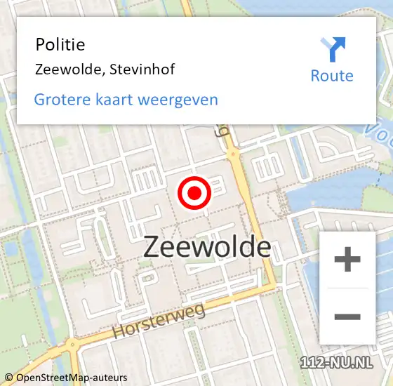 Locatie op kaart van de 112 melding: Politie Zeewolde, Stevinhof op 18 juli 2021 18:50