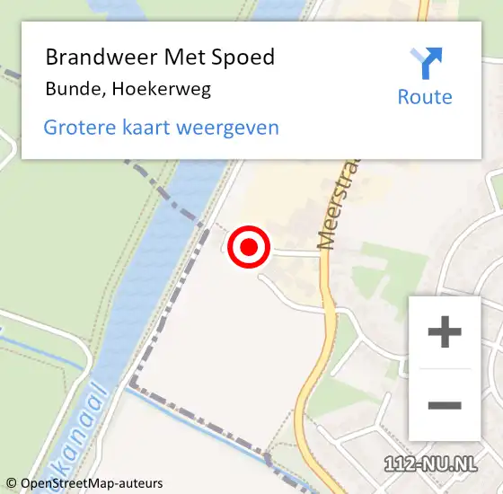 Locatie op kaart van de 112 melding: Brandweer Met Spoed Naar Bunde, Hoekerweg op 18 juli 2021 18:58