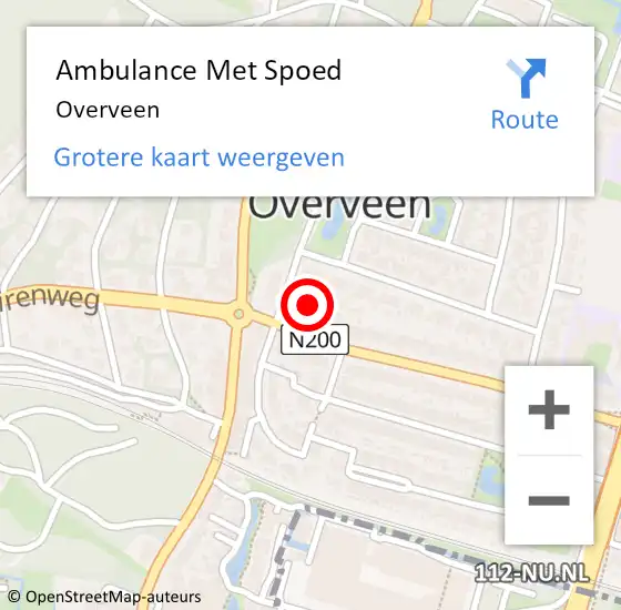 Locatie op kaart van de 112 melding: Ambulance Met Spoed Naar Overveen op 18 juli 2021 19:24