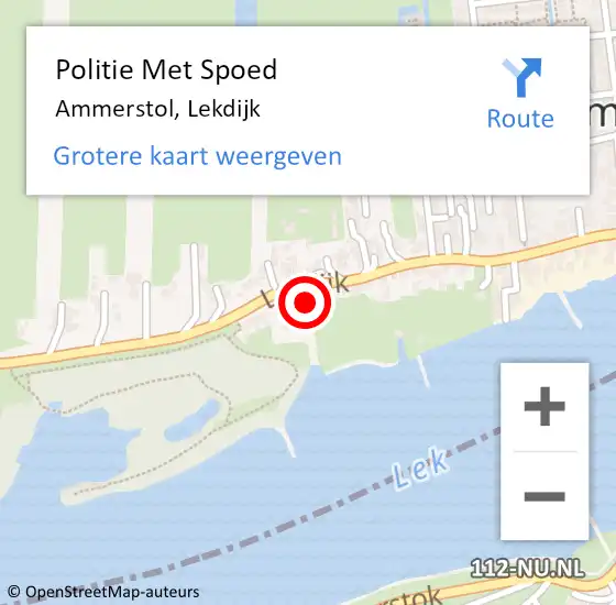 Locatie op kaart van de 112 melding: Politie Met Spoed Naar Ammerstol, Lekdijk op 18 juli 2021 19:33