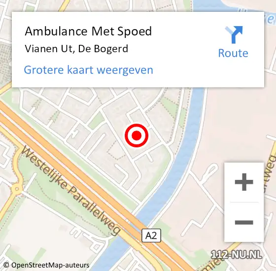 Locatie op kaart van de 112 melding: Ambulance Met Spoed Naar Vianen Ut, De Bogerd op 16 juni 2014 21:55