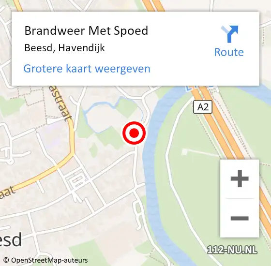 Locatie op kaart van de 112 melding: Brandweer Met Spoed Naar Beesd, Havendijk op 18 juli 2021 19:50