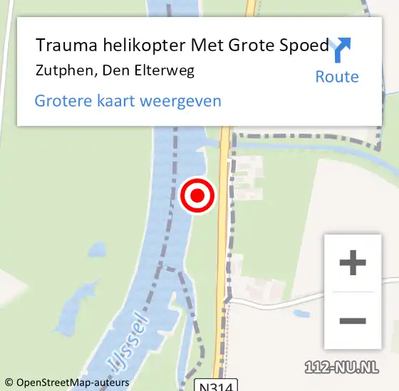 Locatie op kaart van de 112 melding: Trauma helikopter Met Grote Spoed Naar Zutphen, Den Elterweg op 18 juli 2021 20:02