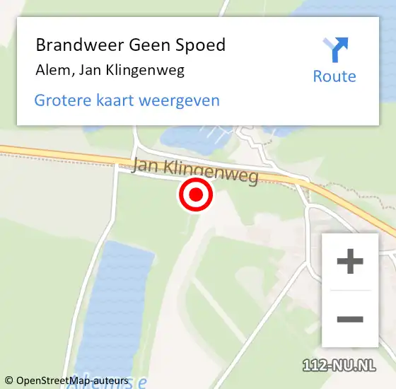 Locatie op kaart van de 112 melding: Brandweer Geen Spoed Naar Alem, Jan Klingenweg op 18 juli 2021 20:17