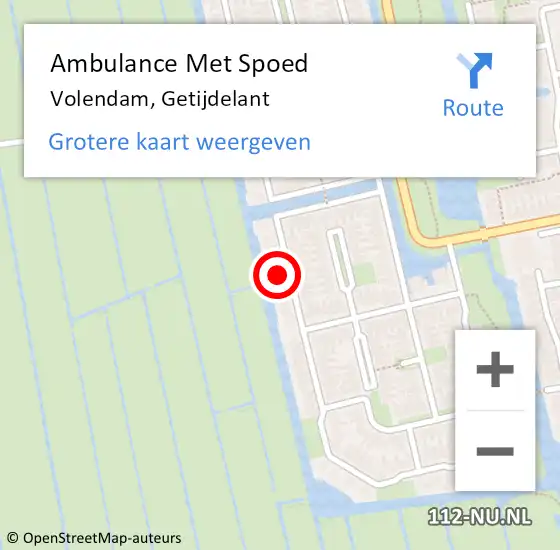 Locatie op kaart van de 112 melding: Ambulance Met Spoed Naar Volendam, Getijdelant op 18 juli 2021 20:18