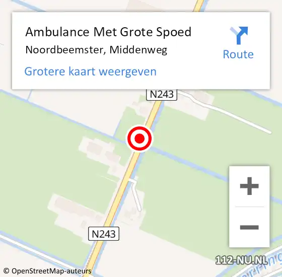 Locatie op kaart van de 112 melding: Ambulance Met Grote Spoed Naar Noordbeemster, Middenweg op 18 juli 2021 20:23