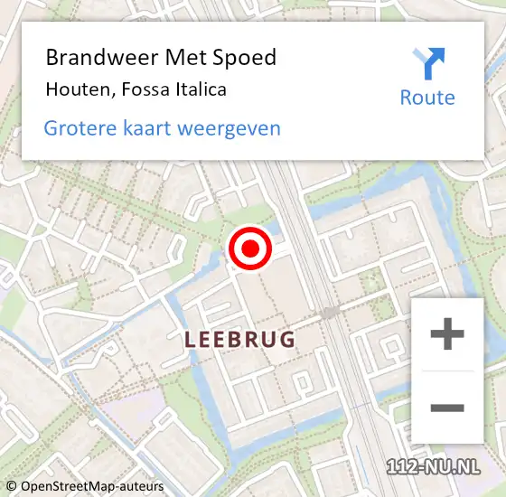 Locatie op kaart van de 112 melding: Brandweer Met Spoed Naar Houten, Fossa Italica op 18 juli 2021 20:29