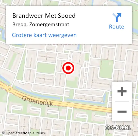 Locatie op kaart van de 112 melding: Brandweer Met Spoed Naar Breda, Zomergemstraat op 18 juli 2021 20:30