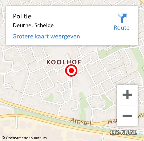 Locatie op kaart van de 112 melding: Politie Deurne, Schelde op 18 juli 2021 20:38