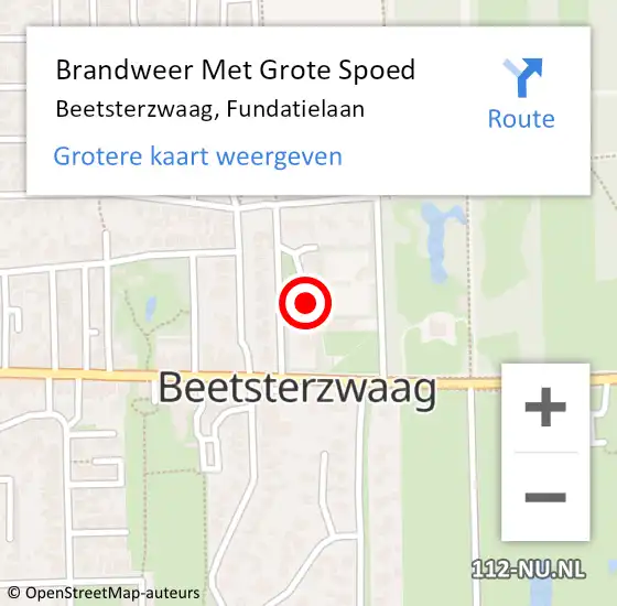 Locatie op kaart van de 112 melding: Brandweer Met Grote Spoed Naar Beetsterzwaag, Fundatielaan op 18 juli 2021 20:52