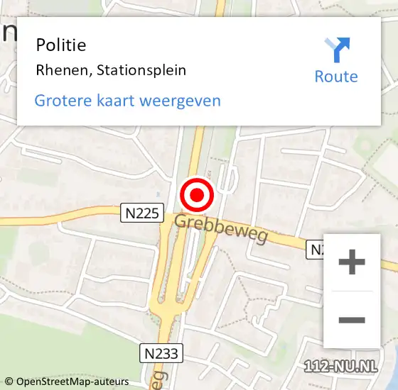 Locatie op kaart van de 112 melding: Politie Rhenen, Stationsplein op 18 juli 2021 21:01