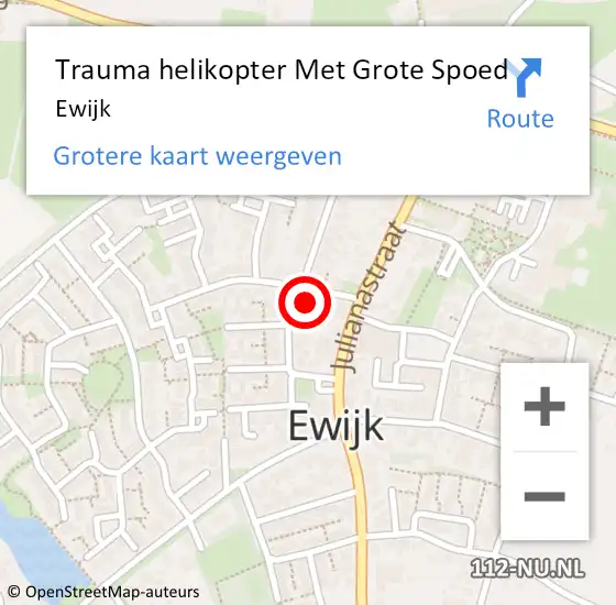 Locatie op kaart van de 112 melding: Trauma helikopter Met Grote Spoed Naar Ewijk op 18 juli 2021 21:05