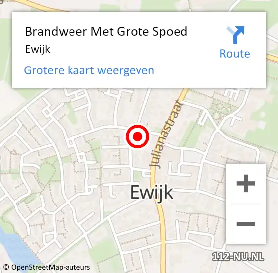 Locatie op kaart van de 112 melding: Brandweer Met Grote Spoed Naar Ewijk op 18 juli 2021 21:12