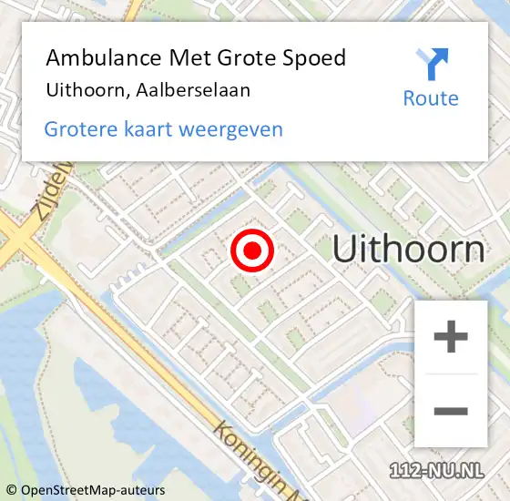 Locatie op kaart van de 112 melding: Ambulance Met Grote Spoed Naar Uithoorn, Aalberselaan op 18 juli 2021 21:42