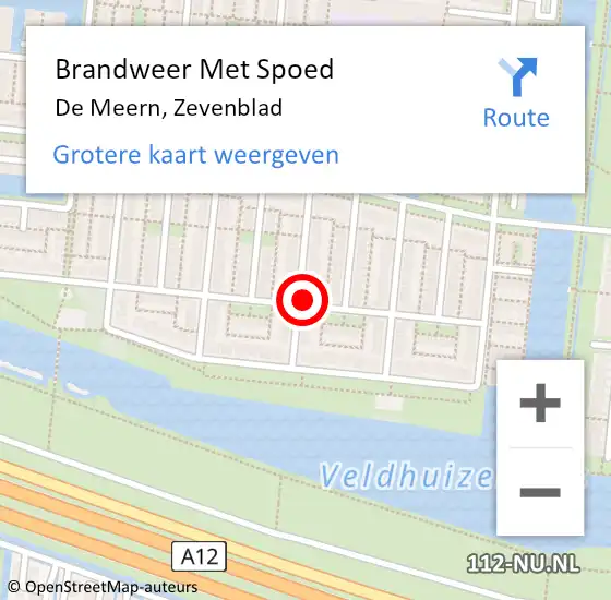 Locatie op kaart van de 112 melding: Brandweer Met Spoed Naar De Meern, Zevenblad op 18 juli 2021 22:00