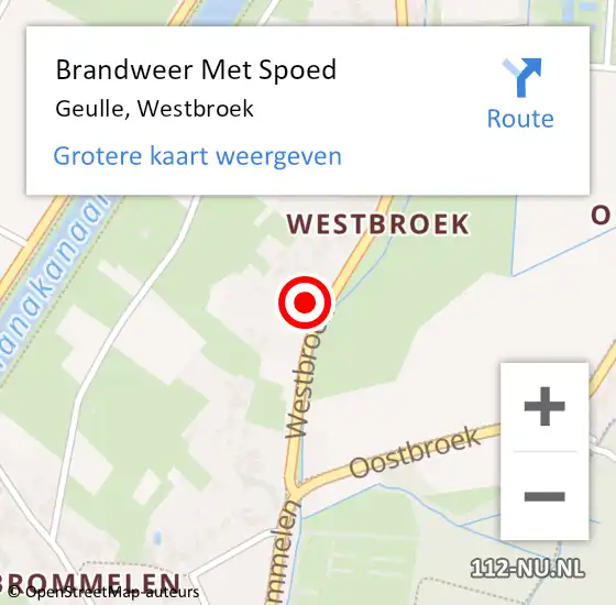 Locatie op kaart van de 112 melding: Brandweer Met Spoed Naar Geulle, Westbroek op 18 juli 2021 22:02