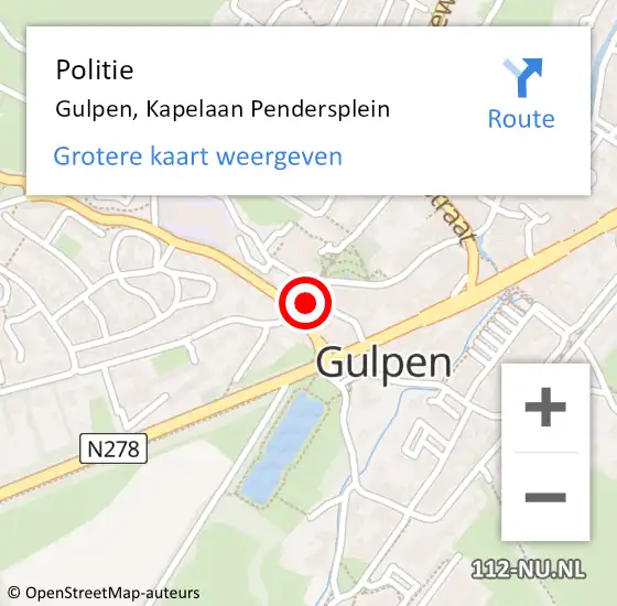 Locatie op kaart van de 112 melding: Politie Gulpen, Kapelaan Pendersplein op 18 juli 2021 22:26