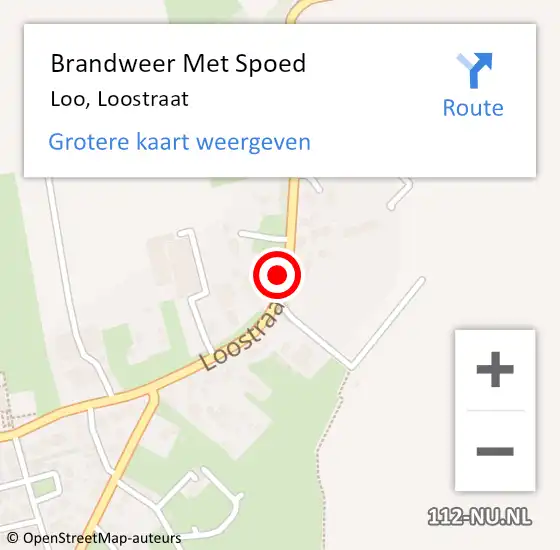 Locatie op kaart van de 112 melding: Brandweer Met Spoed Naar Loo, Loostraat op 18 juli 2021 22:33