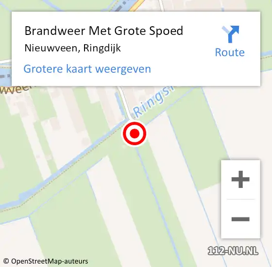 Locatie op kaart van de 112 melding: Brandweer Met Grote Spoed Naar Nieuwveen, Ringdijk op 18 juli 2021 22:41