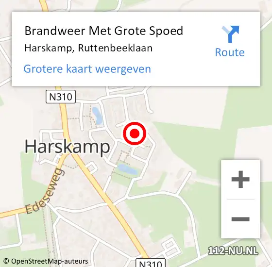 Locatie op kaart van de 112 melding: Brandweer Met Grote Spoed Naar Harskamp, Ruttenbeeklaan op 18 juli 2021 22:50