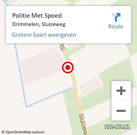 Locatie op kaart van de 112 melding: Politie Met Spoed Naar Drimmelen, Sluizeweg op 18 juli 2021 22:51