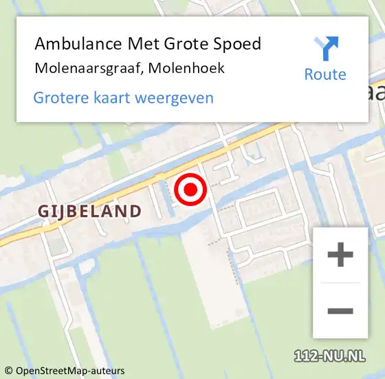 Locatie op kaart van de 112 melding: Ambulance Met Grote Spoed Naar Molenaarsgraaf, Molenhoek op 18 juli 2021 23:14