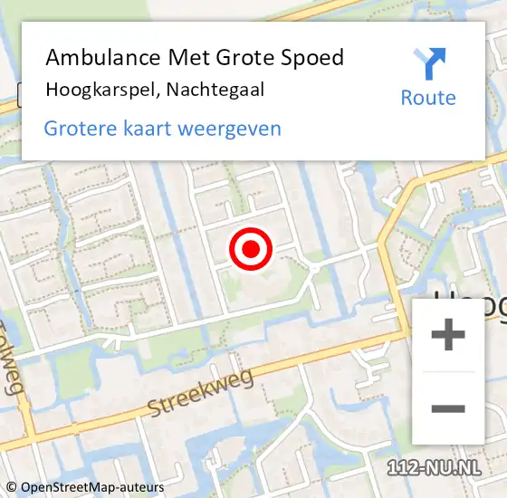 Locatie op kaart van de 112 melding: Ambulance Met Grote Spoed Naar Hoogkarspel, Nachtegaal op 18 juli 2021 23:33