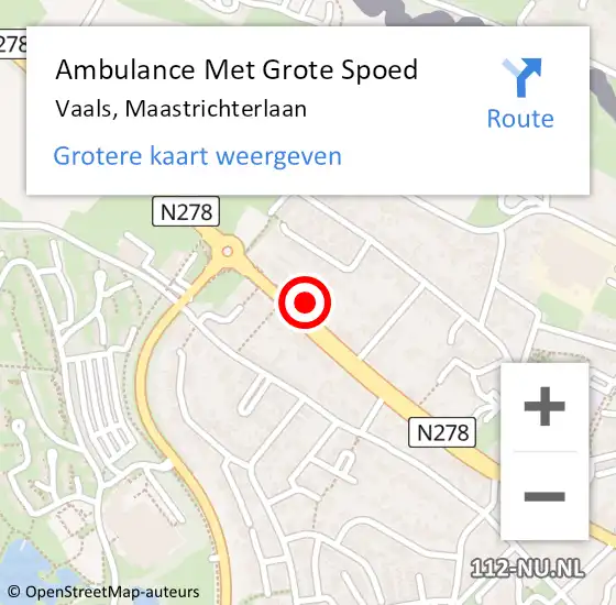 Locatie op kaart van de 112 melding: Ambulance Met Grote Spoed Naar Vaals, Maastrichterlaan op 16 juni 2014 22:29