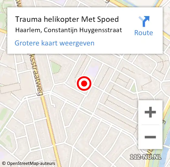 Locatie op kaart van de 112 melding: Trauma helikopter Met Spoed Naar Haarlem, Constantijn Huygensstraat op 19 juli 2021 00:08