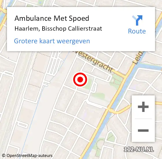 Locatie op kaart van de 112 melding: Ambulance Met Spoed Naar Haarlem, Bisschop Callierstraat op 19 juli 2021 01:05