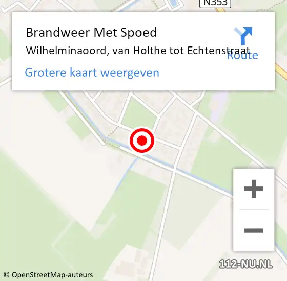 Locatie op kaart van de 112 melding: Brandweer Met Spoed Naar Wilhelminaoord, van Holthe tot Echtenstraat op 19 juli 2021 03:28