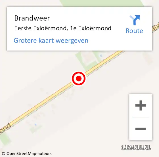 Locatie op kaart van de 112 melding: Brandweer Eerste Exloërmond, 1e Exloërmond op 19 juli 2021 03:39