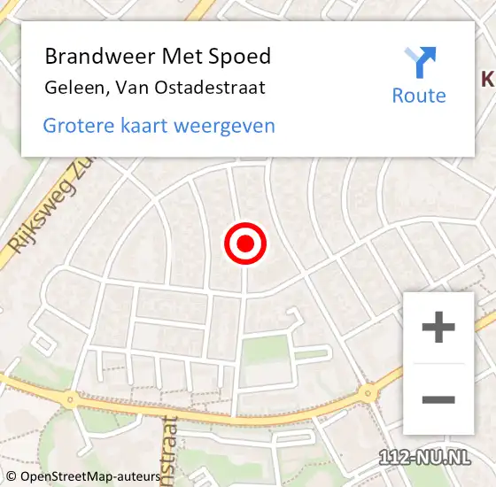 Locatie op kaart van de 112 melding: Brandweer Met Spoed Naar Geleen, Van Ostadestraat op 19 juli 2021 04:35