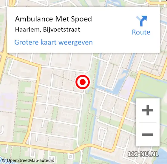 Locatie op kaart van de 112 melding: Ambulance Met Spoed Naar Haarlem, Bijvoetstraat op 19 juli 2021 05:09