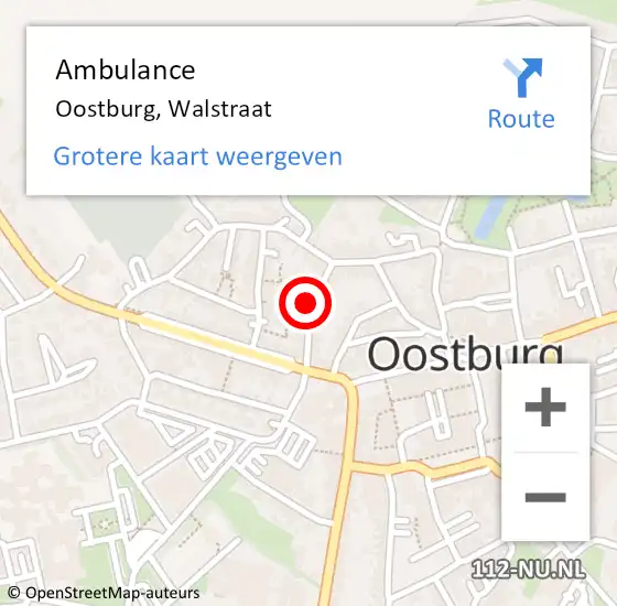 Locatie op kaart van de 112 melding: Ambulance Oostburg, Walstraat op 16 juni 2014 22:53