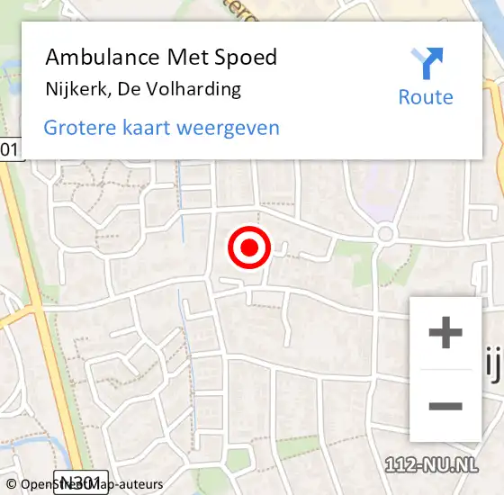 Locatie op kaart van de 112 melding: Ambulance Met Spoed Naar Nijkerk, De Volharding op 19 juli 2021 05:51