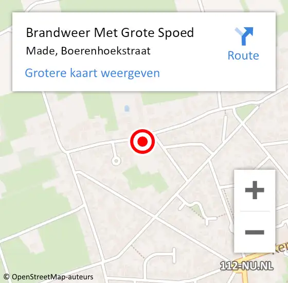 Locatie op kaart van de 112 melding: Brandweer Met Grote Spoed Naar Made, Boerenhoekstraat op 19 juli 2021 05:52