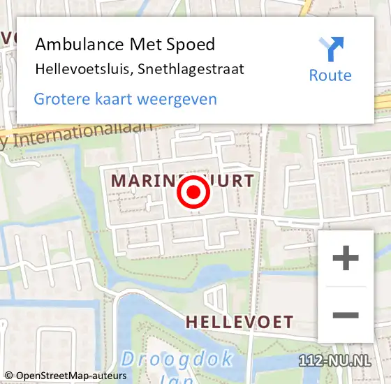 Locatie op kaart van de 112 melding: Ambulance Met Spoed Naar Hellevoetsluis, Snethlagestraat op 19 juli 2021 06:07