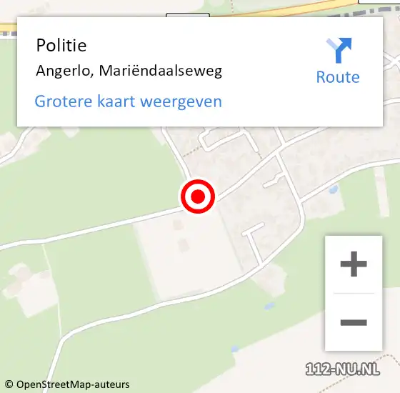 Locatie op kaart van de 112 melding: Politie Angerlo, Mariëndaalseweg op 19 juli 2021 07:26