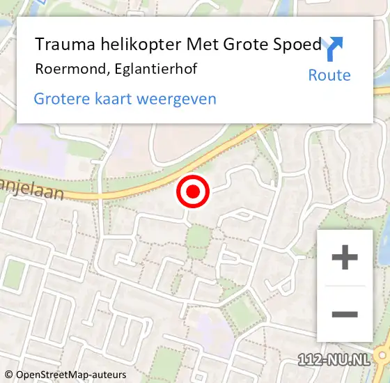 Locatie op kaart van de 112 melding: Trauma helikopter Met Grote Spoed Naar Roermond, Eglantierhof op 19 juli 2021 07:35