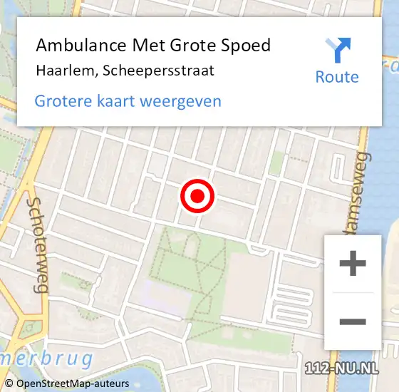 Locatie op kaart van de 112 melding: Ambulance Met Grote Spoed Naar Haarlem, Scheepersstraat op 19 juli 2021 07:44