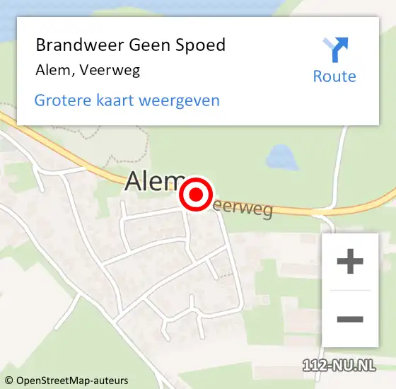 Locatie op kaart van de 112 melding: Brandweer Geen Spoed Naar Alem, Veerweg op 19 juli 2021 07:45