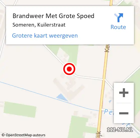 Locatie op kaart van de 112 melding: Brandweer Met Grote Spoed Naar Someren, Kuilerstraat op 19 juli 2021 07:45