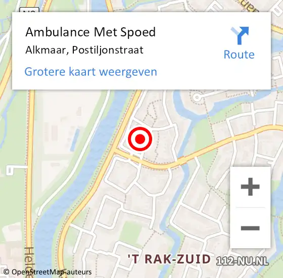 Locatie op kaart van de 112 melding: Ambulance Met Spoed Naar Alkmaar, Postiljonstraat op 19 juli 2021 07:47