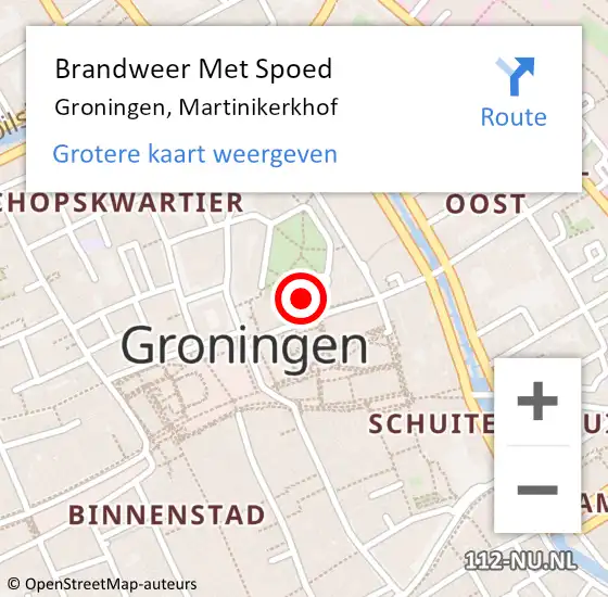 Locatie op kaart van de 112 melding: Brandweer Met Spoed Naar Groningen, Martinikerkhof op 19 juli 2021 08:09